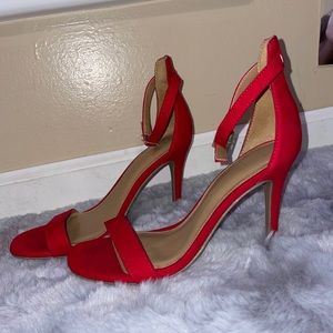 Red material girl heels